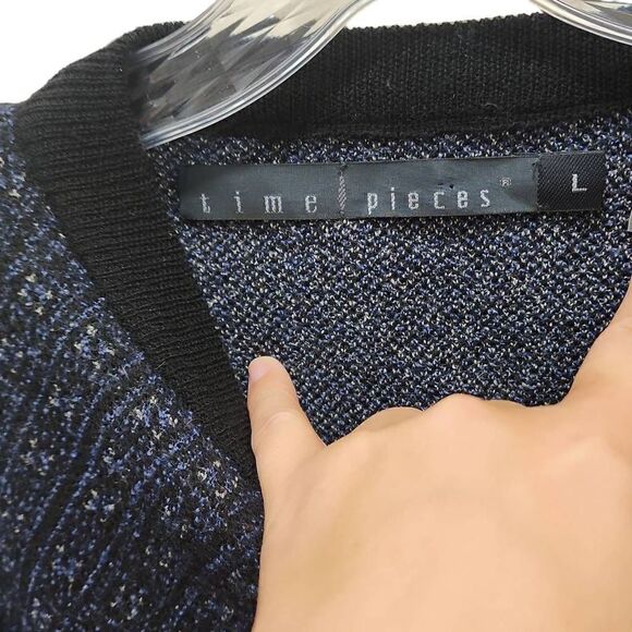 Time Pieces Men's Navy Blue Long Sleeve Crew Neck Pullover Sweater Size Large Wo - Picture 3 of 11